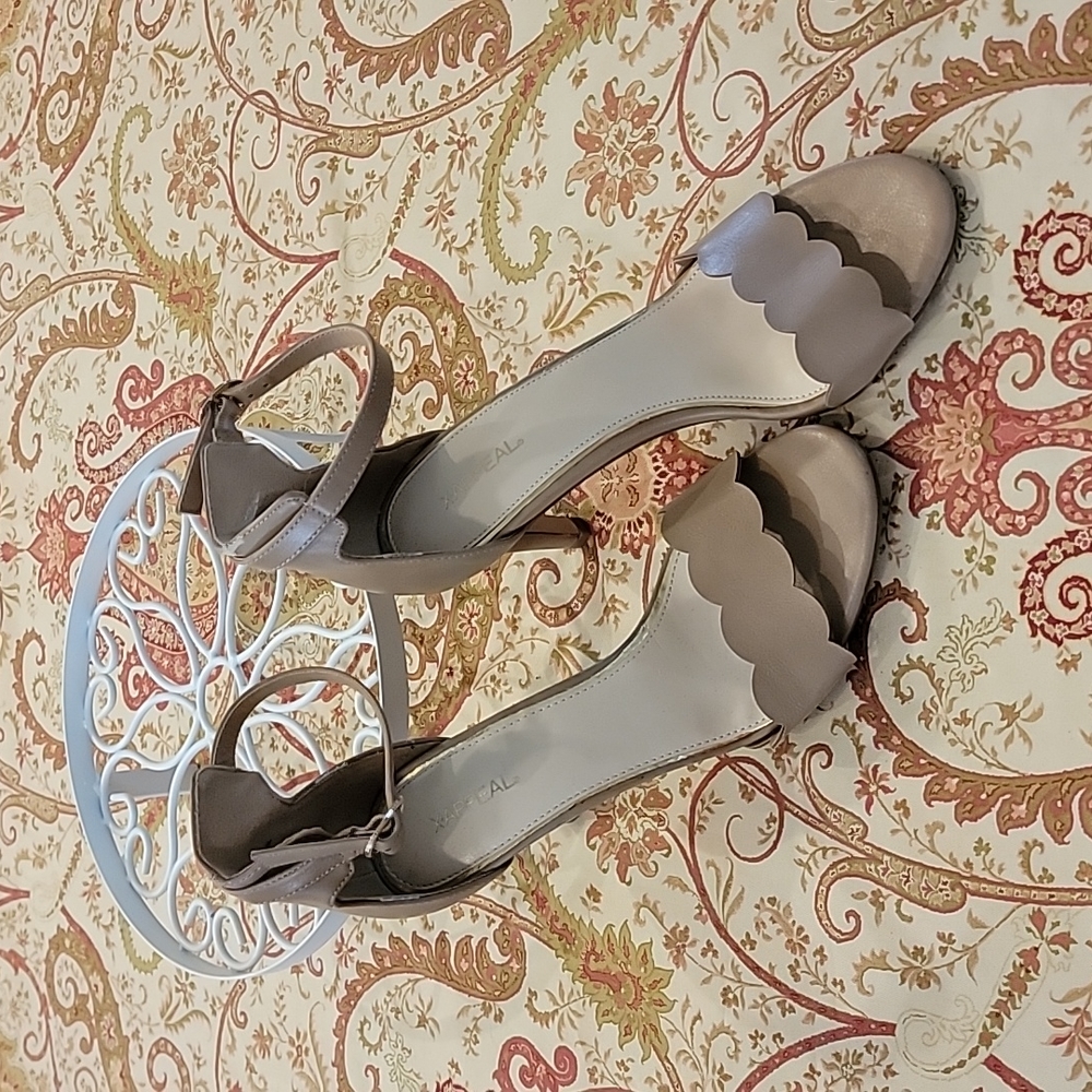 XAPPEAL Scallop Strap Heels, Tan, 9.5